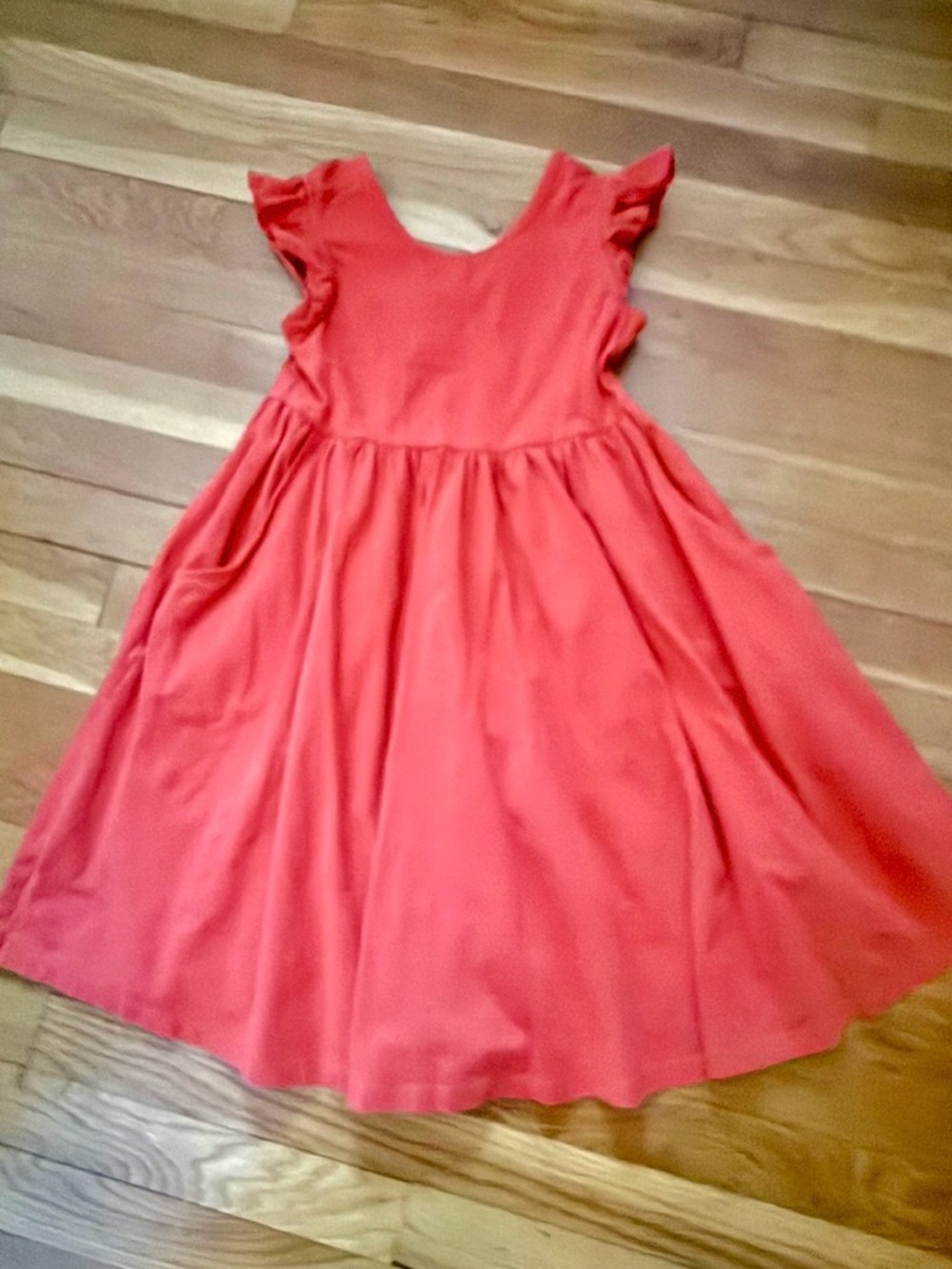 Hanna Andersson 140/10 Flutter Sleeve Twirly Skater Dress with Pockets